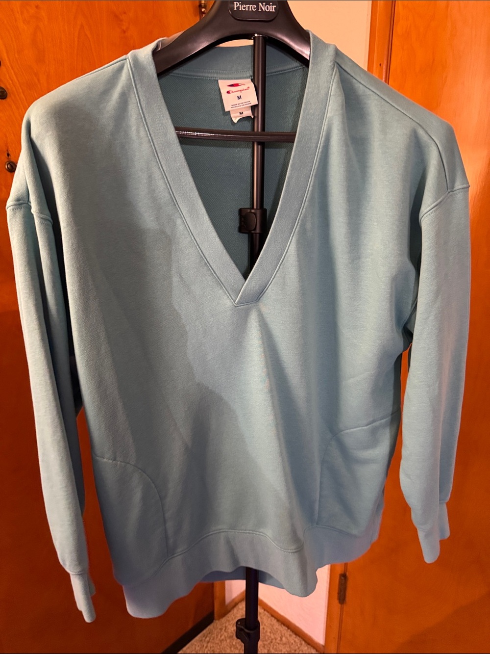 V-Neck Sweater in Light Teal/Blue